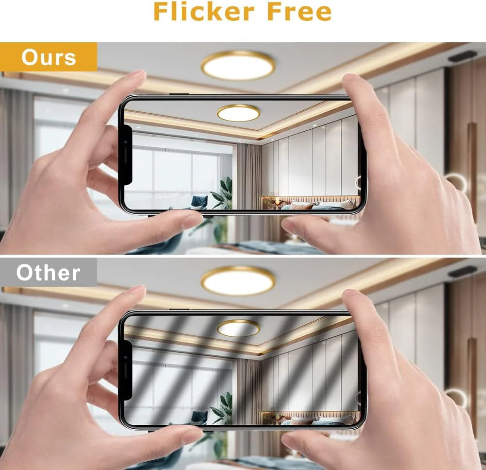 9 Inch 18W White / Gold  Round Ceiling Light – AC 110–130V | 3000K / 4500K / 5000K / 6500K | Flush Mount Ceiling Light for Modern Home Lighting | 1-Pack – Local Stock (US)