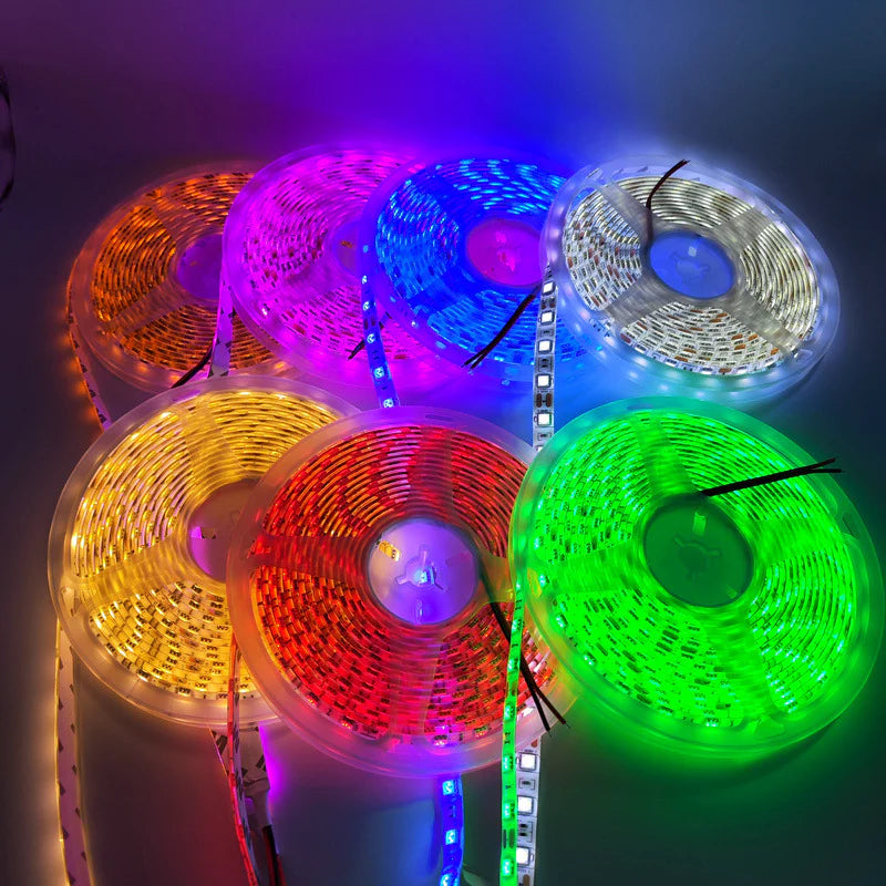 SMD5050 LED Strip Light, 5m Roll | 12V DC | 60 LEDs/m | 12W/m | Standard Brightness | Red / Green / Blue / Yellow / Pink / Icy Blue | IP00 / IP65 / IP67