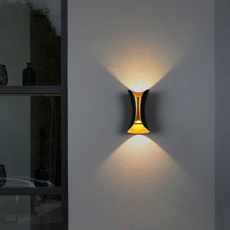 LightingWill LED Wall Light 10W Outdoor Waterproof Wall Sconce 3000K 6500K Black White Black Gold Up Down Wall Light IP65 Plastic Porch Garden Balcony Indoor 4 Pack