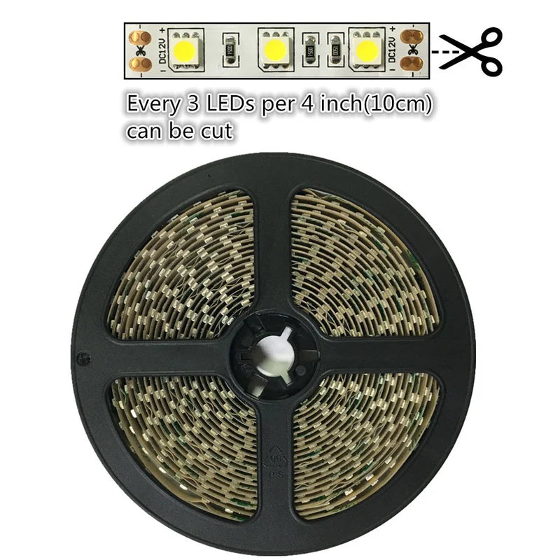 LightingWill DC12V SMD5050 Full Spectrum LED Strip Light 60LEDs/m 300 LEDs 12W/m, CRI 97+ High Bright LED Tape 2700K–6500K, 10mm PCB IP00/IP67 for Mirror, Cabinet, Bedroom Lighting, 5/50M