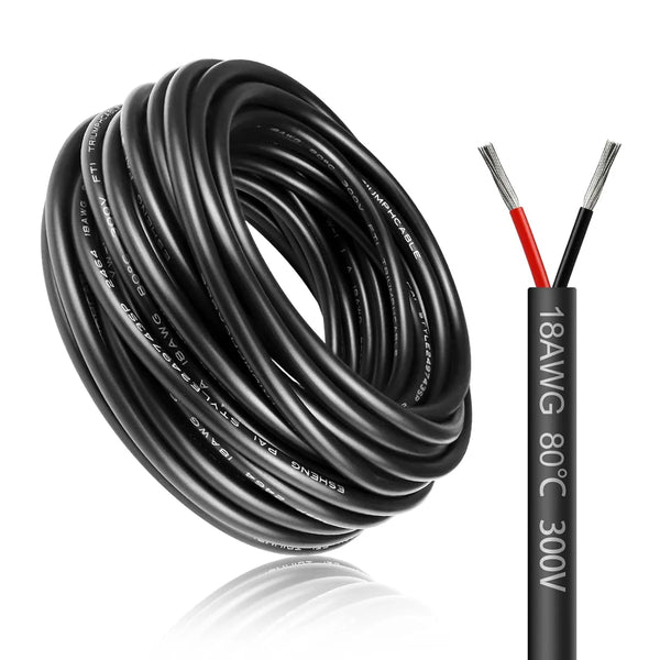 18 AWG 2/3/4/5 Conductor Black/White PVC Insulated Copper Cable – Multi-Core Flexible Wire for LED Installation – 5m (16.5ft)