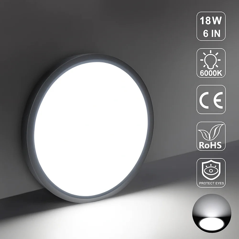 9 Inch 18W White / Black Round Ceiling Light – AC  220–240V | 3000K / 4500K / 5000K / 6500K | Flush Mount Ceiling Light for Modern Home Lighting | 1-Pack – Local Stock (UK)