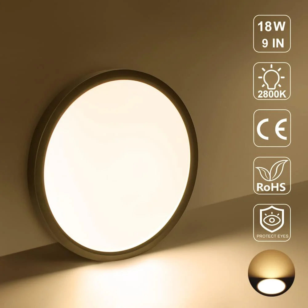 9 Inch 18W White / Black Round Ceiling Light – AC  220–240V | 3000K / 4500K / 5000K / 6500K | Flush Mount Ceiling Light for Modern Home Lighting | 1-Pack – Local Stock (UK)