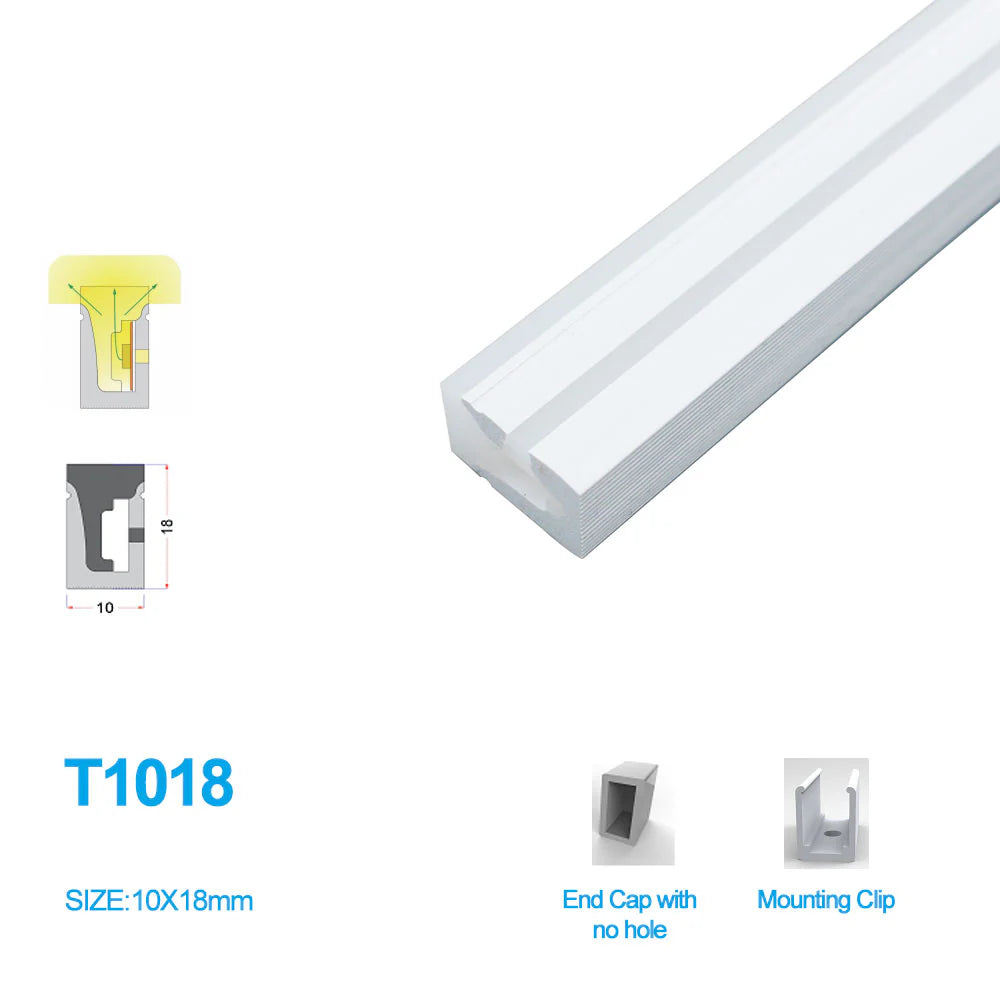 S1018 Side Edge Lighting Neon Light Housing – 10x18mm | Silicone LED Channel System | 10mm PCB Width | IP67 Waterproof | 16.4FT/5M*1/16.4FT/5M*5 | Local Stock US/UK/DE