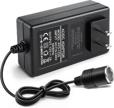 DC 12V Cigarette Lighter Plug-in LED Adapter 24W, AC 100–240V to 12V Converter Transformer - US Plug for Car Accessories, Portable Devices and LED Lighting