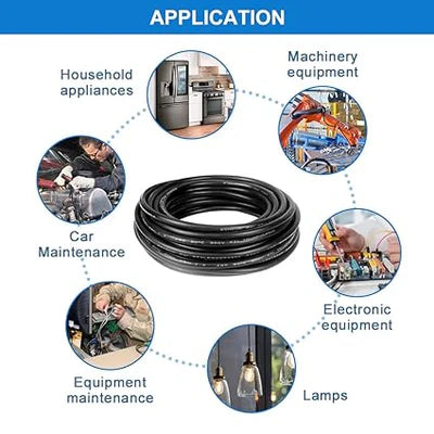 14 AWG 6/7/8 Conductor Black/White PVC Insulated Copper Cable – Multi-Core Control Cable Flexible Wire for LED & Electrical Systems – 5m (16.5ft)