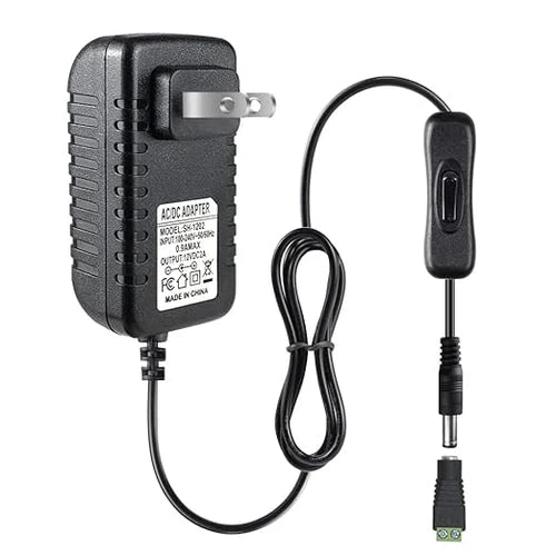 12V/24V Plug-in LED Adapter 24W, AC 100–240V Input, Black Case - US/UK Plug AC Power Supply for LED Strip Lights and Home Lighting Projects
