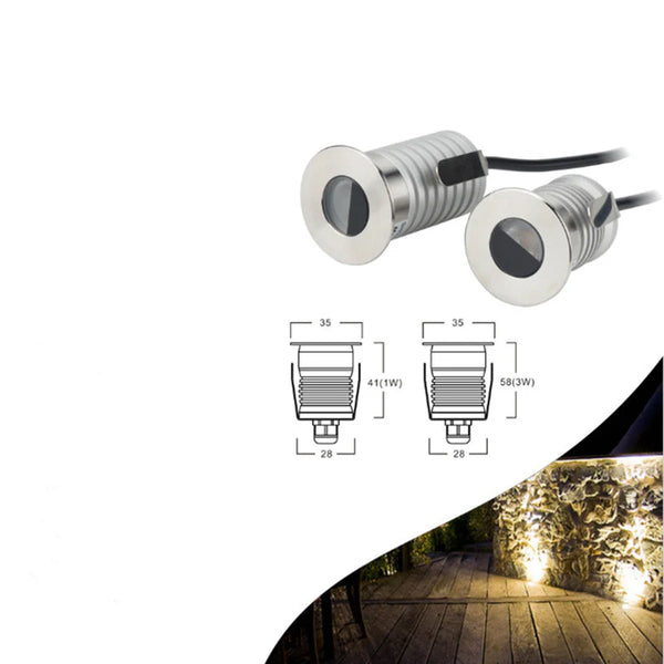 8/10-Pack Low Voltage LED Step Lights – 45° Beam Angle | 1W / 3W | 3000K / 4000K / 6000K Optional | DC12–24V | IP67 Waterproof Stainless Steel Inground Lights with Anti-glare Half Moon Lens for Deck, Pathway & Stair Lighting