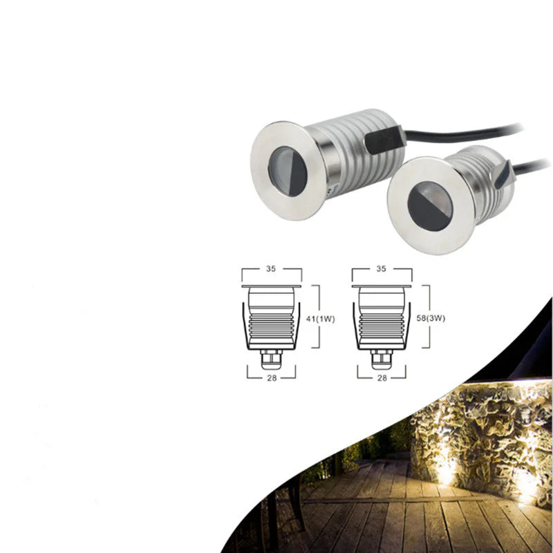 8/10-Pack Low Voltage LED Step Lights – 45° Beam Angle | 1W / 3W | 3000K / 4000K / 6000K Optional | DC12–24V | IP67 Waterproof Stainless Steel Inground Lights with Anti-glare Half Moon Lens for Deck, Pathway & Stair Lighting