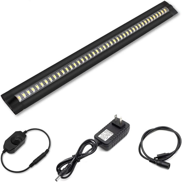 LightingWill 12V 5W 13 Inch Under Cabinet Light 1/2/3 Pack, Knob Dimmer LED Cabinet Light, Warm / Natural White, Adhesive Mount Slim Design for Kitchen and Closet, Black Finish
