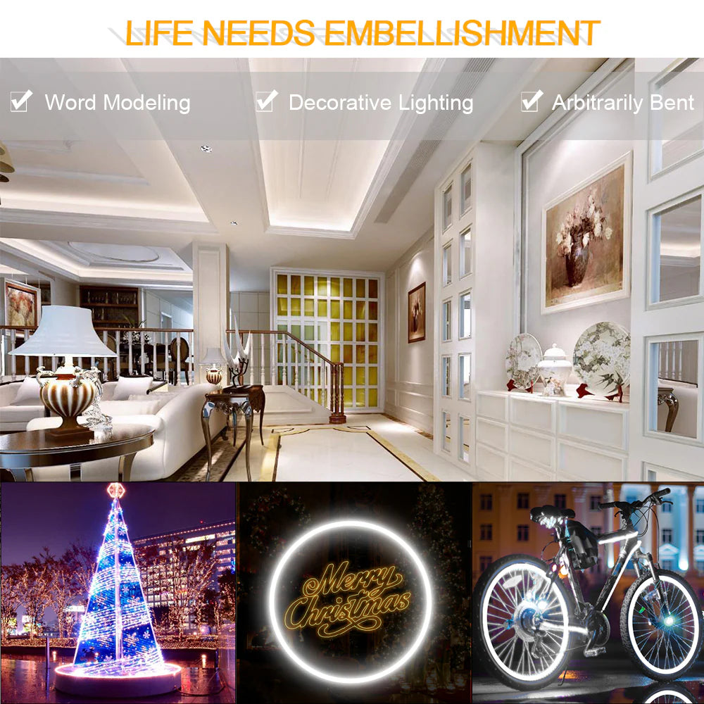 S13D Neon Light Housing – ⌀13mm | Silicone LED Channel System | 5mm PCB Width | IP67 Waterproof | 16.4FT/5M*1/16.4FT/5M*5 | Local Stock US/UK/DE