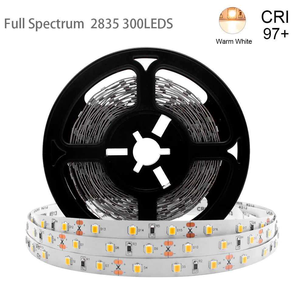 LightingWill 16.4FT 5Meter SMD2835 300LED 12V 30W True Color CRI95+ Full Spectrum LED Strip Light