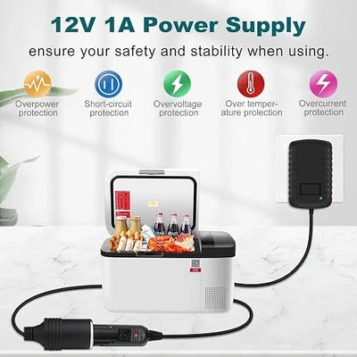 DC 12V Cigarette Lighter Plug-in LED Adapter 24W, AC 100–240V to 12V Converter Transformer - US Plug for Car Accessories, Portable Devices and LED Lighting