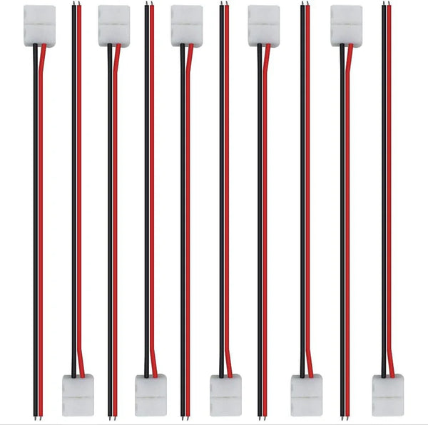 LightingWill LED Strip Connector 8mm 2Pin Solderless Clips, LED Light Strip Connector Strip to Wire Strip to Strip DC Adapter L T Connectors, 10 Pack, Local Stock US UK