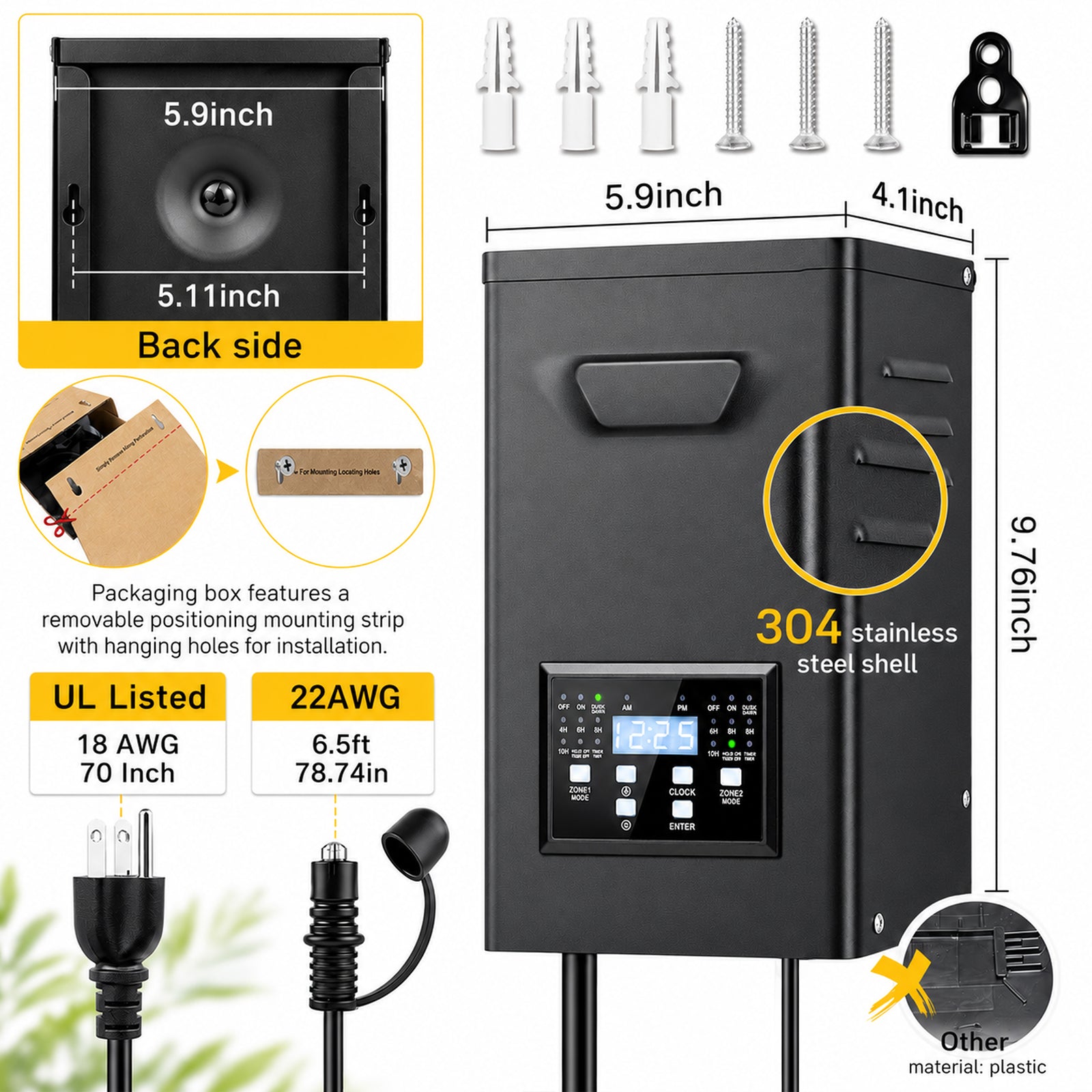 600W Landscape Lighting Transformers – 120V to 12V/15V AC, Dual Zone, Timer & External Photocell, Power Supply for Landscape Lighting Systems