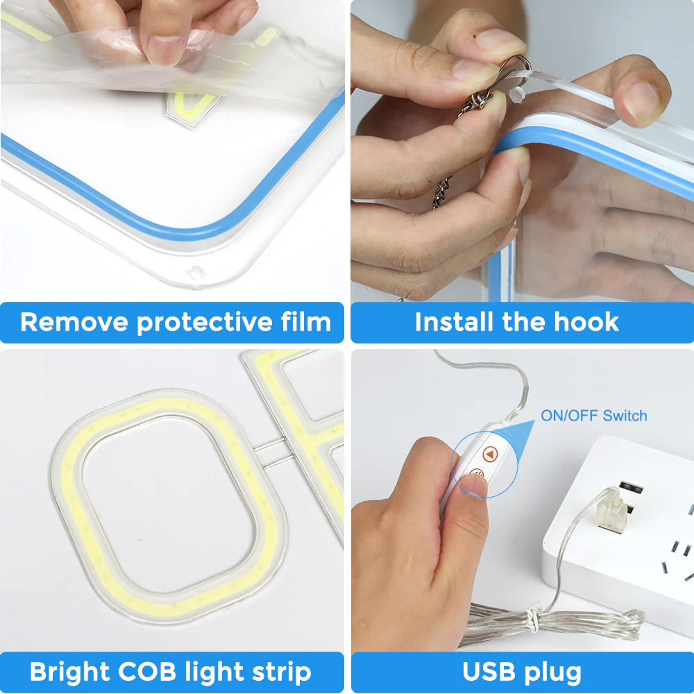 Vertical OPEN Neon Sign – 6 Color Options | USB Powered | 17×9 inch (44×24 cm) | LED Window Hanging Light for Storefronts