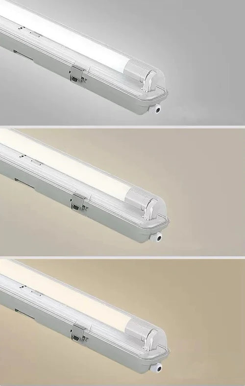 TP Series 2ft LED Tri-Proof Light, 2-Tube Included Waterproof Dustproof LED Fixture Stripe Clear Cover 3000K/4000K/5000K AC 90–240V Non-Dimmable 4-Pack