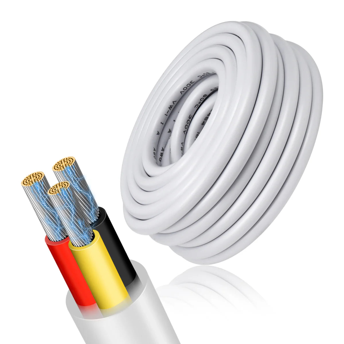 14 AWG 2/3/4/5 Conductor Black/White PVC Insulated Copper Cable – Multi-Core Flexible Wire for LED Installation – 10m (33ft)