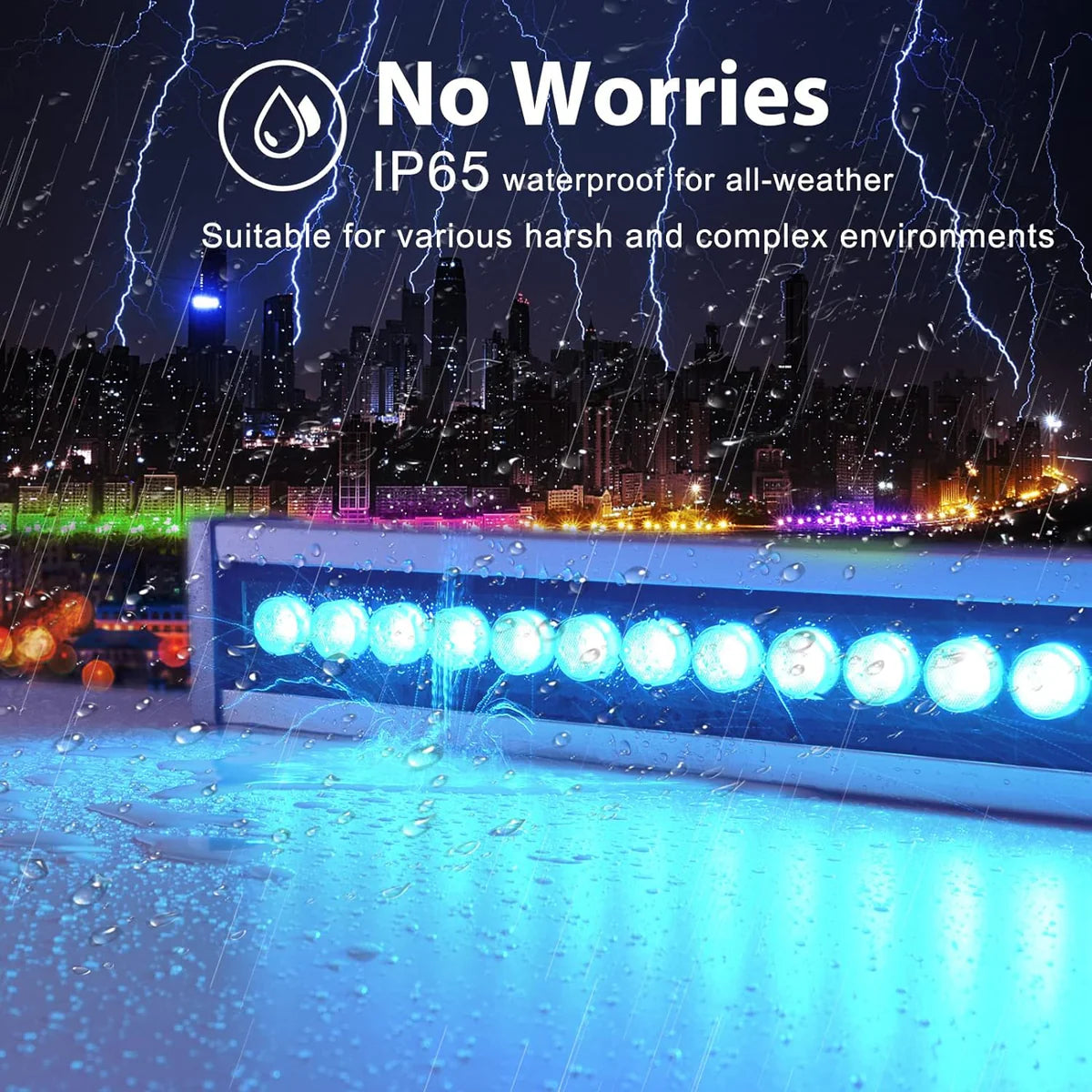 LightingWill Linkable 7060 Linear RGB LED Wall Washer – AC85-265V | 36W | Waterproof Color Changing Wall Wash Light | 24-Key RF Remote Control | for Indoor & Outdoor Architectural Lighting