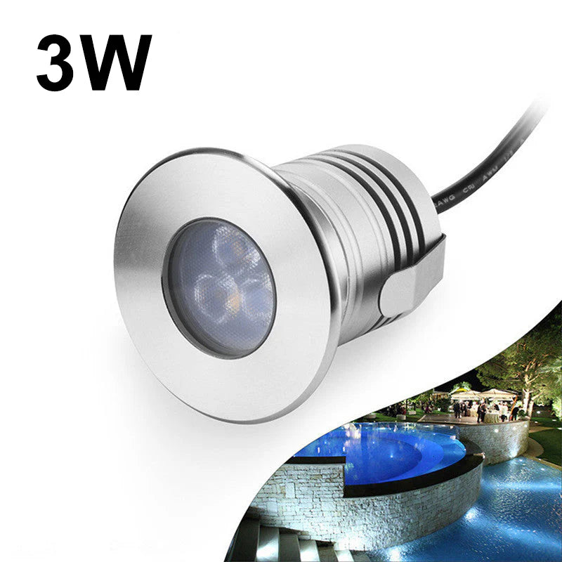 3W 3-LED Underwater Pool Lights – DC 12V / 24V Low Voltage | 3W | Stainless Steel & Aluminum Submersible Lights | IP68 Waterproof | Red / Green / Blue / 3000K / 4000K / 6000K for Pool, Fountain & Pond Lighting |  8 / 10-Pack