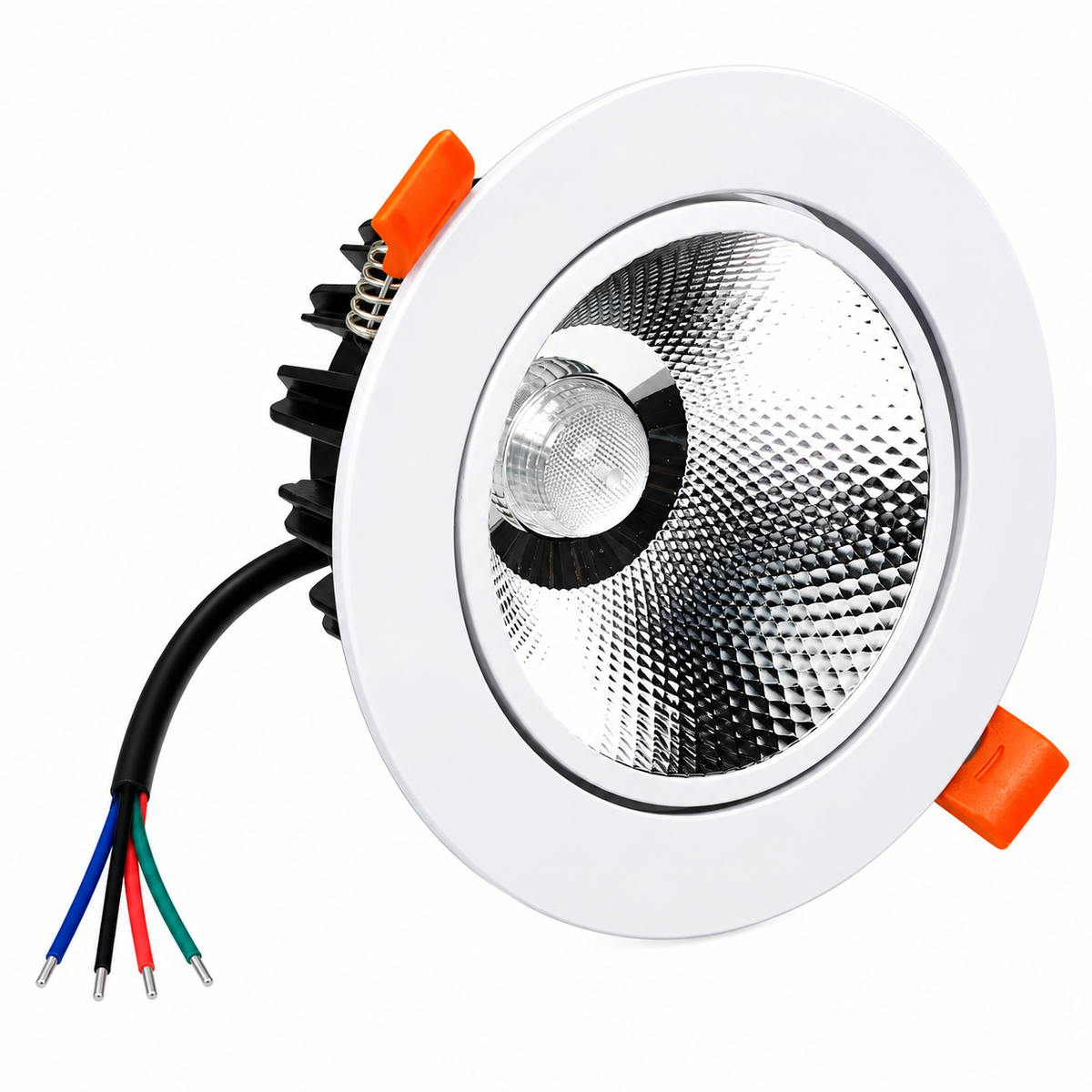 24V Smart COB LED Recessed Downlight, RGBW & RGBWW Color Changing LED, 20W/30W, White Round Housing, 4/10-Pack, Controller and Power Supply Not Included, Architectural Accent Lighting
