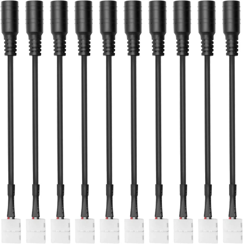 LightingWill LED Strip Connector Kit 8mm 2Pin Solderless Assortment, LED Light Strip Connector Kit Strip to Wire Strip to Strip L T DC Plug Set, Local Stock US UK