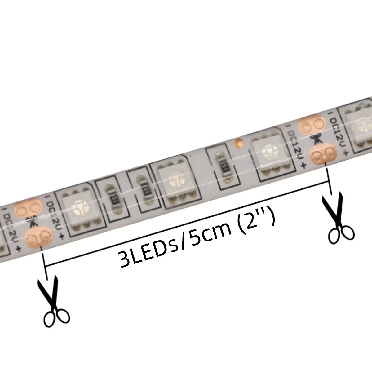SMD5050 LED Strip Light, 5m Roll | 12V DC | 60 LEDs/m | 12W/m | Standard Brightness | Red / Green / Blue / Yellow / Pink / Icy Blue | IP00 / IP65 / IP67