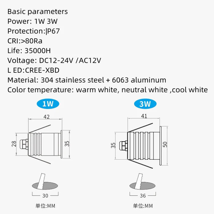 8/10-Pack Honeycomb Anti-Glare Low Voltage LED Step Lights – 3000K / 4000K / 6000K | 1W / 3W | DC12–24V | IP67 Waterproof Stainless Steel Honeycomb Step & Path Lights