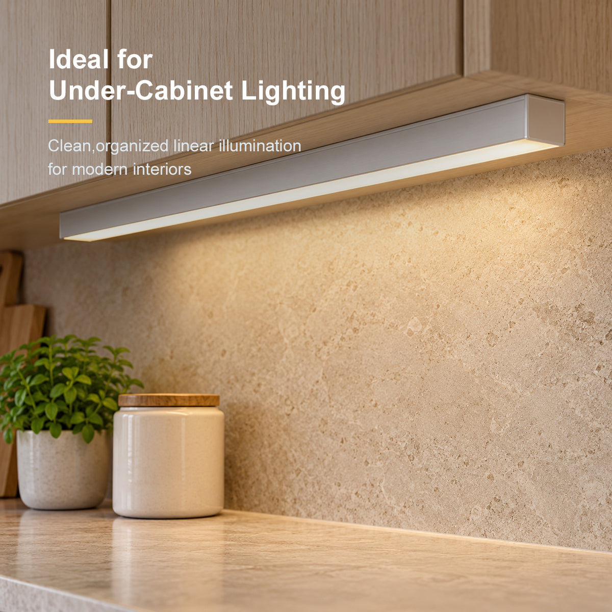Silver U06 24x24mm U-Shape LED Aluminum Channel, 20mm Inner Width, with Cover, End Caps & Mounting Clips for Spot-Free LED Strip Lighting