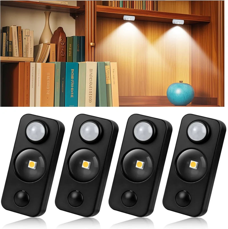 LightingWill Rechargeable LED Puck Closet Light 4/6/8 Pack, Motion Sensor Tap Switch Dimmable Cabinet Light, Warm / Daylight White, Black / White Finish, Easy Mounting for Closets and Cabinets