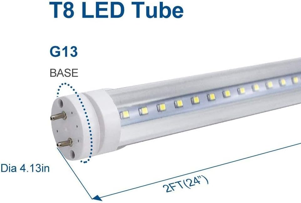 LightingWill LED T8 Light Tube 4FT, Daylight White 5000K, Dual-End Powered Ballast Bypass, 2000Lumen 18W (40W Equivalent Fluorescent Bulb Replacement), Clear Cover, AC85-265V Lighting Fixture, 1 Pack