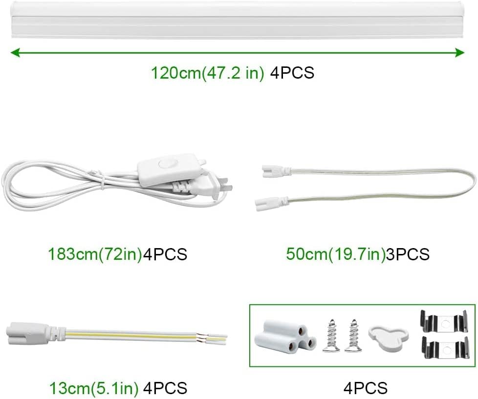 LightingWill LED T5 Integrated Fixture 4FT, Warm White 3500K, 14W, Linkable Shop Light, Ceiling and Under Cabinet Light, Corded Electric with Built-in ON/Off Switch, 1 Pack