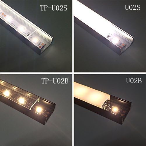 LightingWill 5-Pack 3.3ft/1M 9x17mm Black U-Shape Internal Width 12mm LED Aluminum Channel System with Cover, End Caps and Mounting Clips Aluminum Profile for LED Strip Light Installations-U02B5