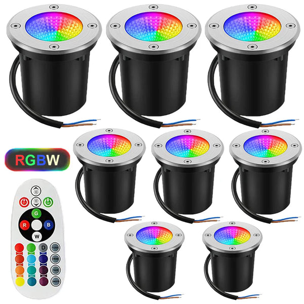 LightingWill Low Voltage RGBWW Inground LED Well Lights – DC 12V–24V | 6W | 6 / 8-Pack | RGB + 3000K Warm White | IP65 Waterproof | Outdoor Landscape & Ground Lighting for Garden, Yard & Driveway