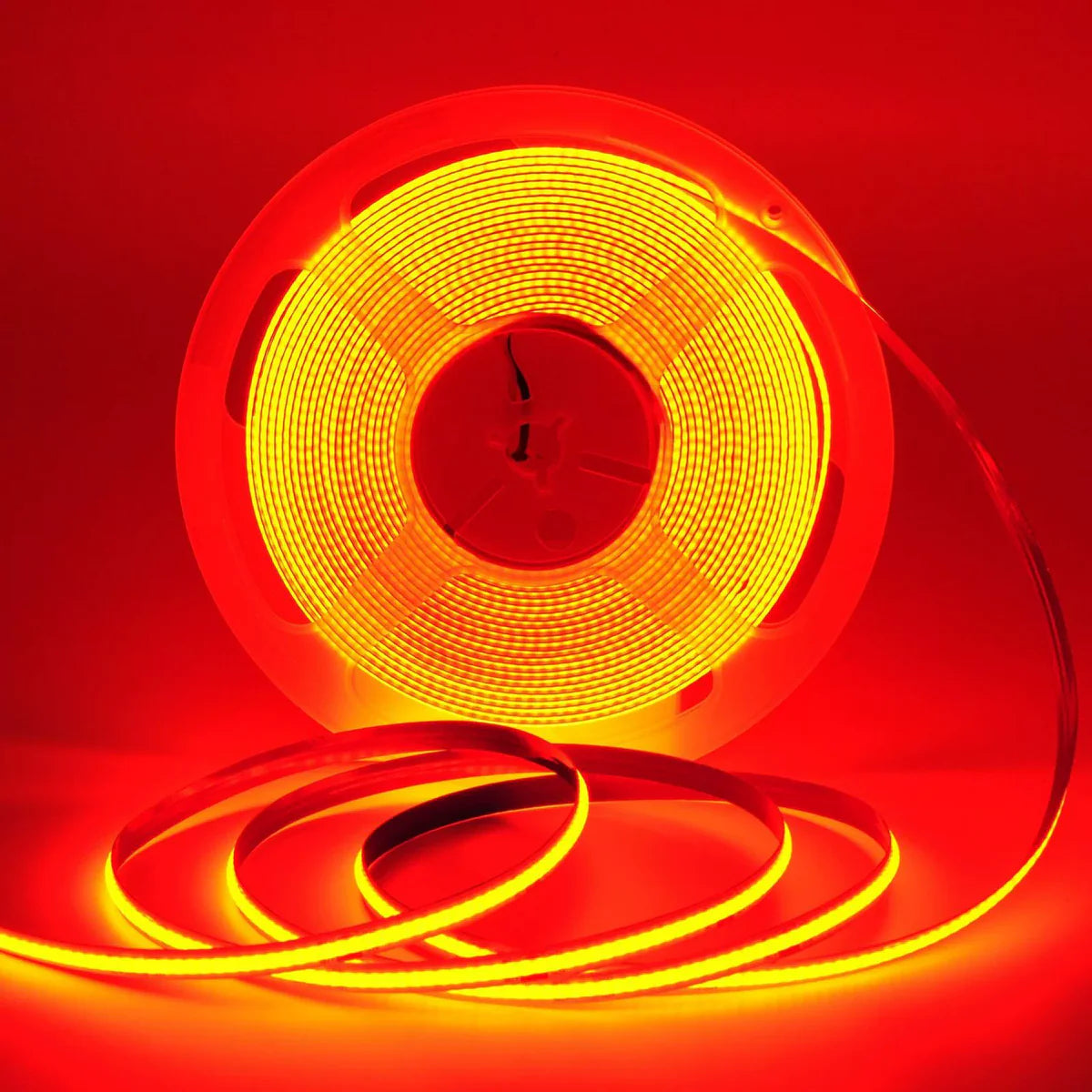 COB LED Strip Light 12V/24V 384LEDs/M, 5mm Flexible Dot-Free LED Tape, CRI90+ Non-Waterproof, 3000K / 4000K / 6500K / Red / Blue / Green / Pink / Yellow for Cabinet Kitchen Lighting, 5M/10M Pack