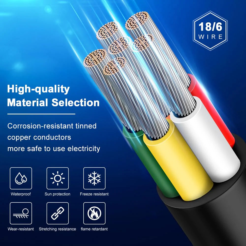 18 AWG 6/7/8 Conductor Black/White PVC Insulated Copper Cable – Multi-Core Control Cable Flexible Wire for LED & Electrical Systems – 5m (16.5ft)