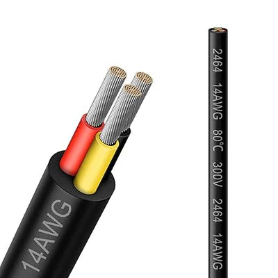 14 AWG 2/3/4/5 Conductor Black/White PVC Insulated Copper Cable – Multi-Core Flexible Wire for LED Installation – 10m (33ft)