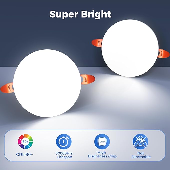 4 Inch LED Recessed Ceiling Light, 18W Recessed Light, 6500K Cool Daylight, Canless Wafer Downlight, Fits 2.5-4in Ceiling Hole with LED Driver (4 Pack)