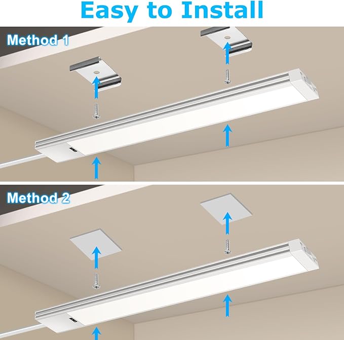 16 Inch Hand Wave Under Cabinet Lights, Ultra Bright 3000K/4000K/6000K Under Counter Lighting, Plug and Play, Dimmable LED Under Cabinet Lighting for Kitchen Cabinet, Cupboard, Closet, Desk (2 Pack)
