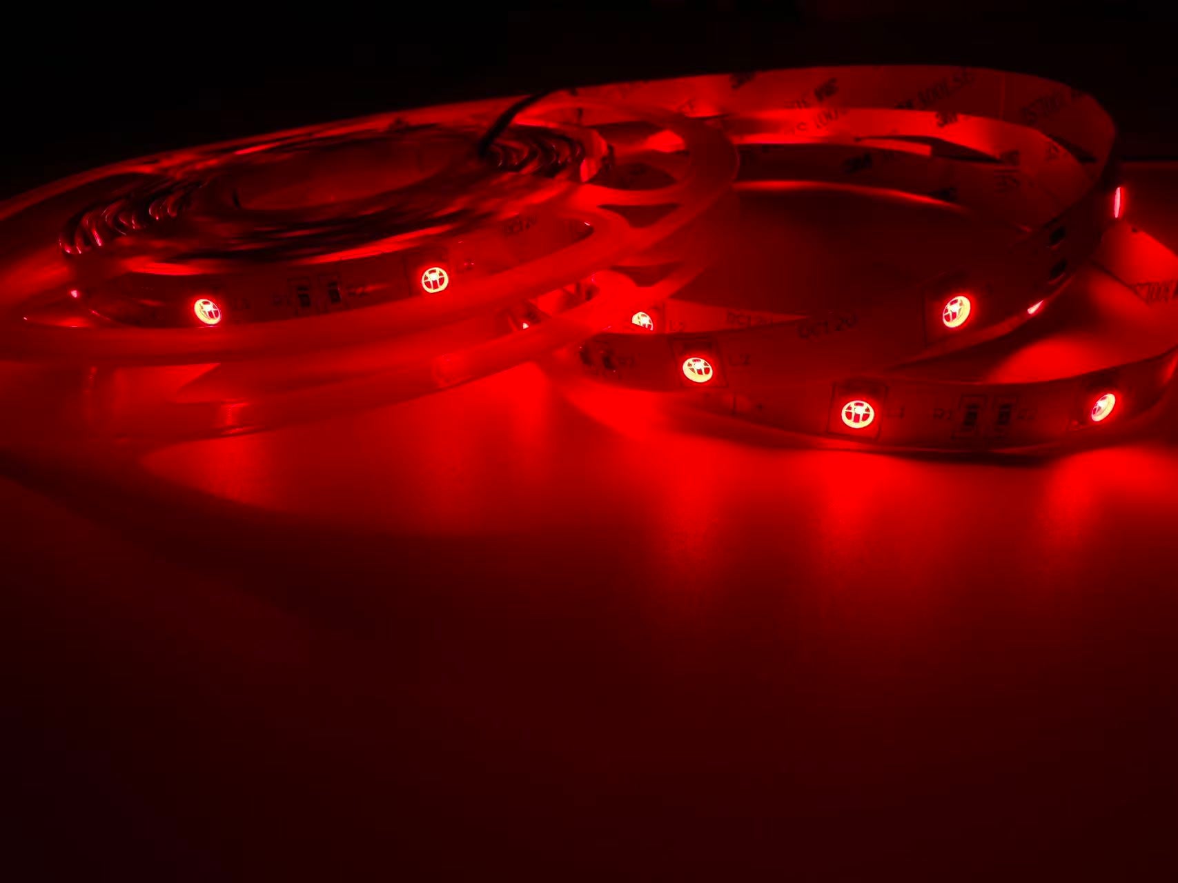 660–670nm  SMD5050 DC12V Red LED Strip Light – High Power Red for Therapy & Plants, 30/60/120 LEDs/m, 5 Meters, IP00/IP65