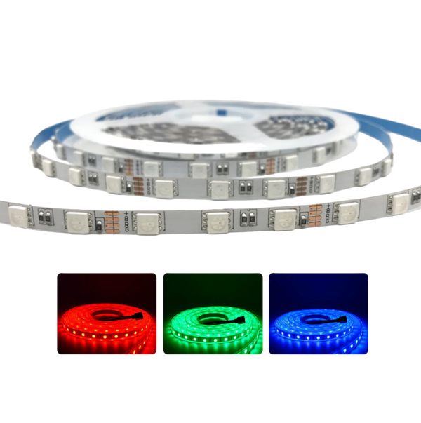 LightingWill 6MM Wide SMD5050 RGB LED Strip Light - DC12V | 60 LEDs/M | 6mm PCB | Non-Waterproof | 5/50M | for Mirror, Kitchen Cabinet, Bedroom