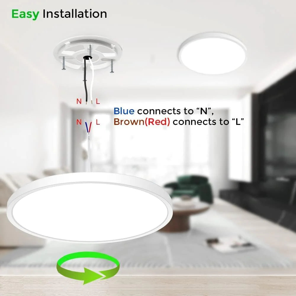 12 Inch Round 24W White LED Ceiling Light, 3000K / 4500K / 5000K / 6500K Flush Mount Ceiling Light Local Stock (US/UK/DE)