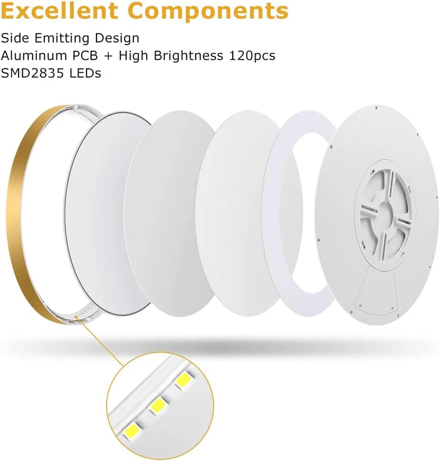 AC 110–130V Round Gold LED Ceiling Light, 18W / 24W / 32W Options 3000K / 4500K / 5000K / 6500K Flush Mount Ceiling Light Local Stock (US)