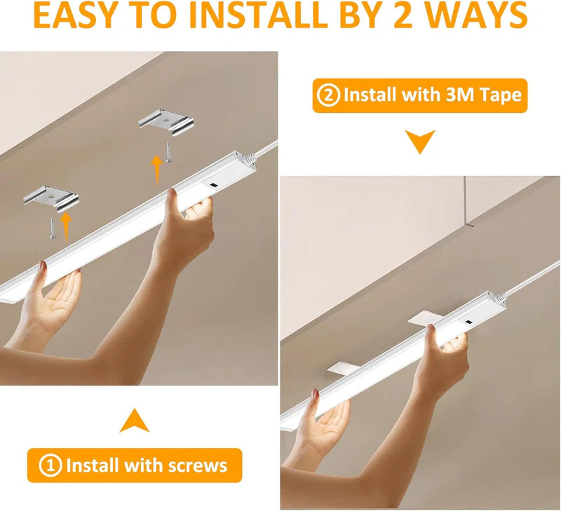 LightingWill 16 / 22 Inch Under Cabinet Light 1/2 Pack, 3CCT 3000K/4000K/6000K LED Cabinet Light, Hand Wave Sensor, Adhesive Mount Slim Design for Cabinets and Shelves, White Finish