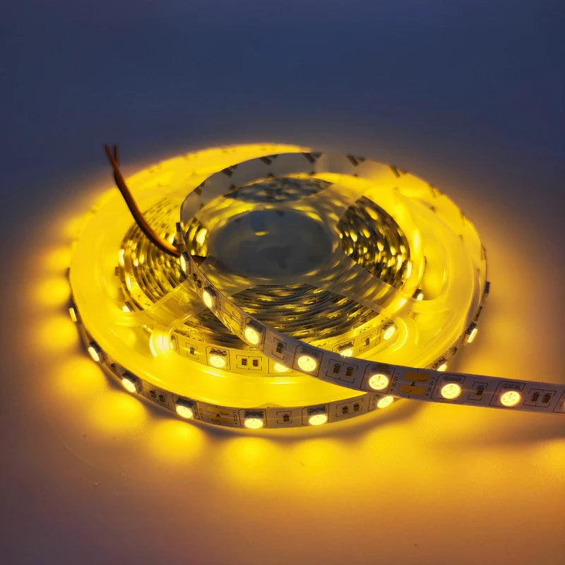 SMD5050 LED Strip Light, 5m Roll | 12V DC | 60 LEDs/m | 12W/m | Standard Brightness | Red / Green / Blue / Yellow / Pink / Icy Blue | IP00 / IP65 / IP67