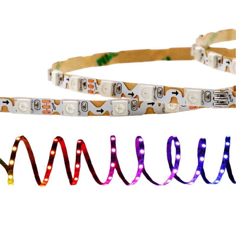 LightingWill S Shape RGBIC LED Strip Light DC5V 12V 6mm PCB Individually Addressable 60 LEDs/m Non Waterproof Flowing LED Strip for Party Decoration DIY Lighting 5M 50M
