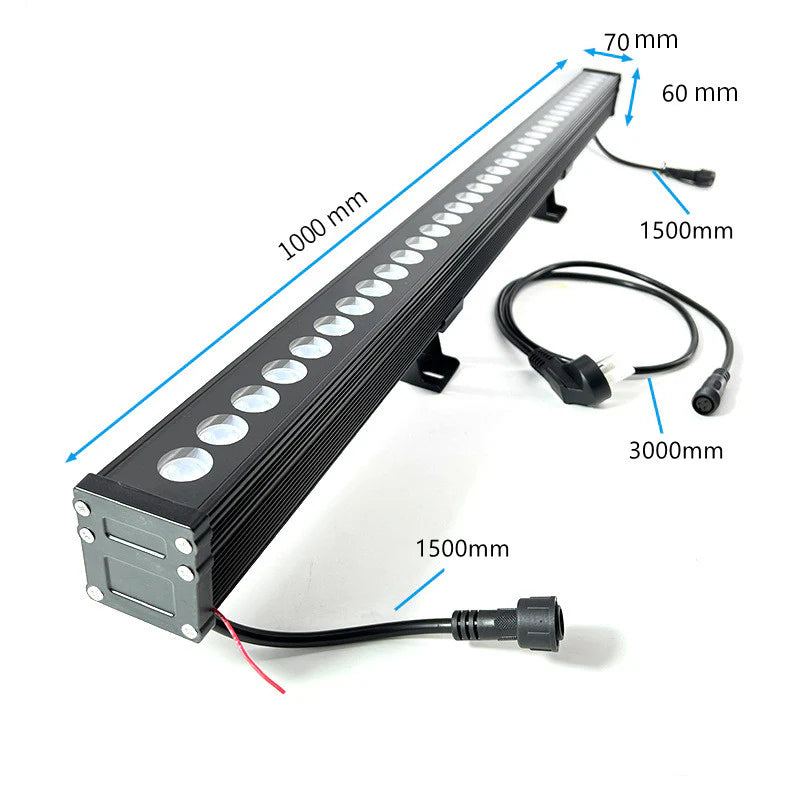 LightingWill Linkable 7060 Linear RGB LED Wall Washer – AC85-265V | 36W | Waterproof Color Changing Wall Wash Light | 24-Key RF Remote Control | for Indoor & Outdoor Architectural Lighting