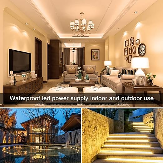 12V Waterproof LED Power Supply – 200W–500W Outdoor LED Driver, 175–265V AC Input, Single or Dual Wire Output, CE/RoHS/FCC Certified, UK/EU Plug & Wire Lead Options
