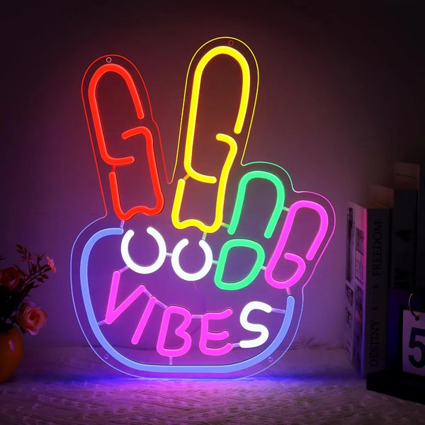 LED Neon Signs – YEAH Hand Gesture Neon Sign – 17×13 Inch | USB Neon Light for Wall Decor | 2 Candy Color Glow Options with Accessories Included | Hanging Room Decor for Bedroom, Gaming Room & Party Spaces
