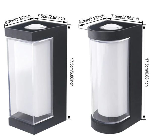 LightingWill LED Wall Light 7W Outdoor Waterproof Wall Sconce 3000K 6500K Square Round Up Down Wall Light IP65 Plastic Porch Garden Balcony Indoor 4 Pack